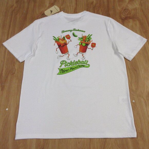 TOMMY BAHAMA Pickleball Thirst Place Champ T-Shirt Mens Small White Cotton 2 NWT - Picture 8 of 11